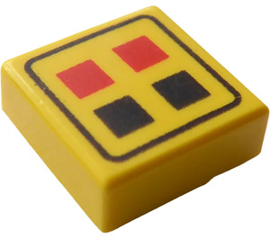 LEGO Gul Bricka 1 x 1 med Röd & Svart Knappar med skåra (3070 / 45193)