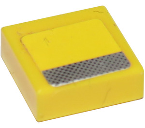 LEGO Yellow Tile 1 x 1 with Silver line Sticker with Groove (3070)
