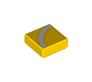 LEGO Yellow Tile 1 x 1 with White curved Line with Groove (3070 / 69100)