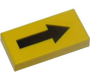LEGO Gelb Fliese 1 x 2 mit Schwarz Pfeil mit Nut (3069 / 81148)
