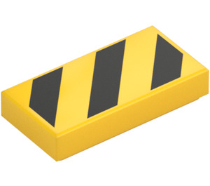 LEGO Yellow Tile 1 x 2 with Black Danger Stripes with Large Yellow Corners with Groove (3069 / 24075)