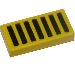 LEGO Yellow Tile 1 x 2 with Black Grille with Groove (3069)