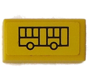 LEGO Yellow Tile 1 x 2 with Bus Sticker with Groove (3069)