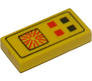 LEGO Gelb Fliese 1 x 2 mit Computer mit Nut (3069)