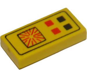 LEGO Gelb Fliese 1 x 2 mit Computer mit Nut (3069 / 80374)