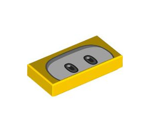 LEGO Yellow Tile 1 x 2 with Dorrie Eyes with Groove (3069 / 94081)