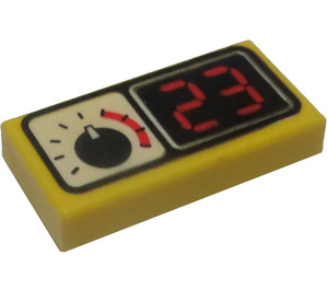 LEGO Yellow Tile 1 x 2 with Gauge and Red '23' with Groove (3069 / 82714)