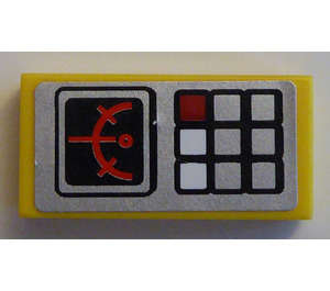 LEGO Jaune Tuile 1 x 2 avec Keypad et Gauge Autocollant avec rainure (3069)