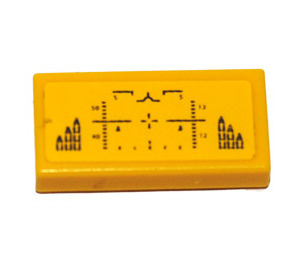 LEGO Yellow Tile 1 x 2 with Missile HUD Sticker with Groove (3069)