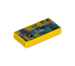 LEGO Jaune Tuile 1 x 2 avec Octan logo avec rainure (3069 / 16345)