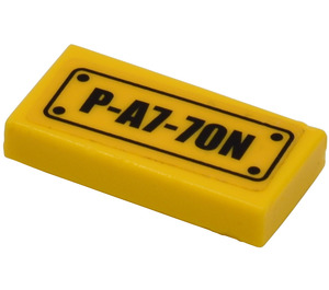LEGO Yellow Tile 1 x 2 with P-A7-70N License Plate Sticker with Groove (3069 / 30070)