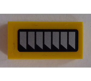 LEGO Yellow Tile 1 x 2 with Silver vents left side Sticker with Groove (3069)