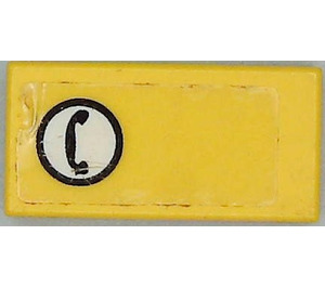 LEGO Gelb Fliese 1 x 2 mit Telephone Logo Recht Aufkleber mit Nut (3069)