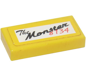 LEGO Yellow Tile 1 x 2 with 'The Monster 8134' Sticker with Groove (3069)