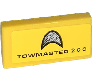 LEGO Yellow Tile 1 x 2 with 'TOWMASTER 200' and Logo Sticker with Groove (3069)