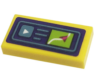 LEGO Jaune Tuile 1 x 2 avec Triangle Play Button, Satellite Map, La Flèche Autocollant avec rainure (3069)