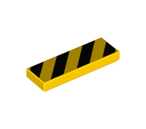 LEGO Yellow Tile 1 x 3 with Black Diagonal Stripes (63864 / 68408)