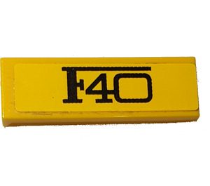 LEGO Yellow Tile 1 x 3 with Black 'F40' Sticker (63864)