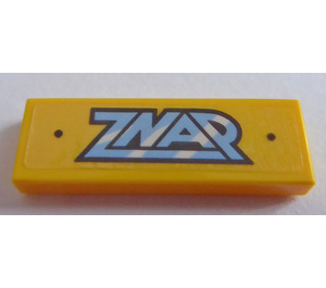 LEGO Yellow Tile 1 x 3 with Bright Light Blue 'ZNAP' Sticker (63864)