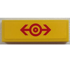 LEGO Yellow Tile 1 x 3 with Red Train Logo Sticker (63864)