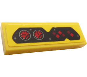 LEGO Yellow Tile 1 x 3 with Two Gauges and Diamonds Sticker (63864)