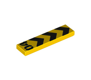 LEGO Yellow Tile 1 x 4 with 04 and chevrons (2431 / 34456)