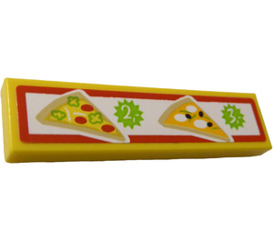 LEGO Yellow Tile 1 x 4 with 2 Slices of Pizza and Prices "2" and "3" Sticker (2431)