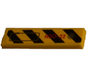 LEGO Yellow Tile 1 x 4 with Black and Yellow Danger Stripes 'H2O-22' Left Sticker (2431)