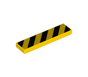 LEGO Gelb Fliese 1 x 4 mit Schwarz Danger Streifen (Unprinted Ecken) (73823 / 103166)
