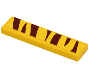 LEGO Yellow Tile 1 x 4 with Dark Red Stripes Sticker (2431)