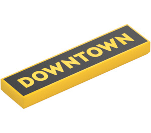 LEGO Giallo Piastrella 1 x 4 con 'Downtown' (2431)