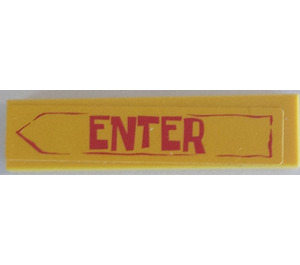LEGO Yellow Tile 1 x 4 with Enter Sign Sticker (2431)