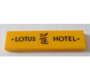 LEGO Gelb Fliese 1 x 4 mit 'LOTUS HOTEL' Aufkleber (2431)