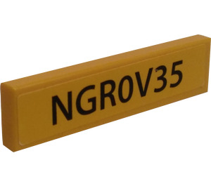 LEGO Yellow Tile 1 x 4 with NGR0V35 License Plate Sticker (2431)