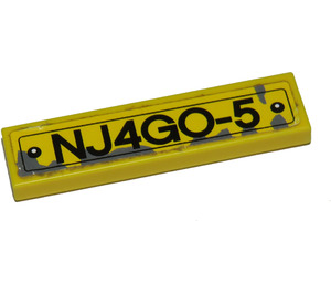 LEGO Yellow Tile 1 x 4 with 'NJ4GO-5' License Plate Sticker (2431)