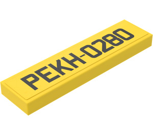 LEGO Yellow Tile 1 x 4 with PEKH-0280 License Plate Sticker (2431)