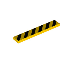 LEGO Gelb Fliese 1 x 6 mit Schwarz Danger Streifen (6636 / 38273)