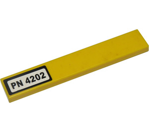LEGO Yellow Tile 1 x 6 with 'PM 4202' Sticker (6636)