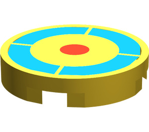 LEGO Yellow Tile 2 x 2 Round with Archery Target with "X" Bottom (4150)