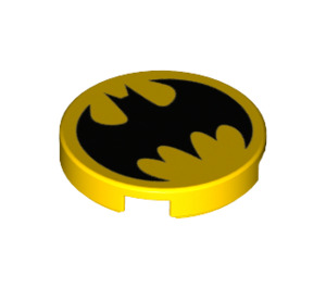 LEGO Gul Flise 2 x 2 Rund med Batman logo med Bund Knops Holder (14769 / 26619)