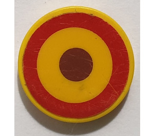LEGO Yellow Tile 2 x 2 Round with British Roundel Circle Sticker with "X" Bottom (4150)