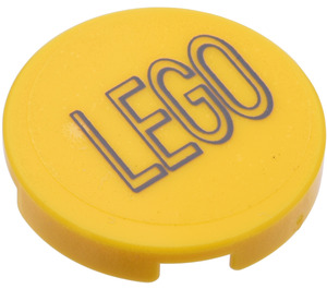 LEGO Jaune Tuile 2 x 2 Rond avec "Lego" logo Autocollant avec porte-goujon inférieur (14769)