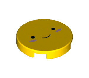 LEGO Amarillo Plana 2 x 2 Circular con Smiling Cara con sujeción de espiga inferior (14769 / 38738)