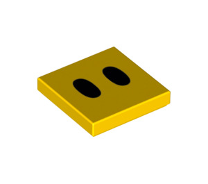 LEGO Yellow Tile 2 x 2 with 2 black ovals with Groove (3068 / 68927)