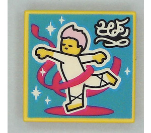 LEGO Gul Tile 2 x 2 med Ballet Dancer og Streamer med Rille (3068)