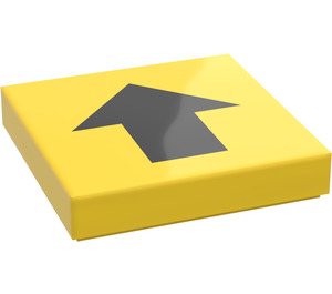 LEGO Yellow Tile 2 x 2 with Black Arrow with Groove (3068)
