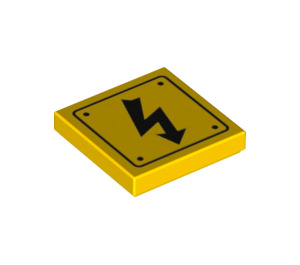 LEGO Gelb Fliese 2 x 2 mit Schwarz Lightning Bolt Sign mit Nut (3068 / 38140)