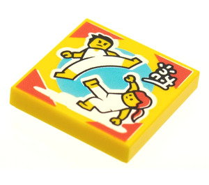 LEGO Jaune Tuile 2 x 2 avec Capoeira Dance print avec rainure (3068)