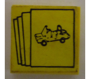 LEGO Yellow Tile 2 x 2 with Car and Leaflets Sticker with Groove (3068)