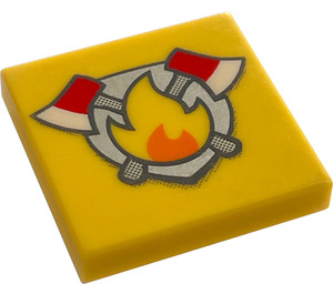 LEGO Jaune Tuile 2 x 2 avec Feu logo avec rainure (3068 / 19965)